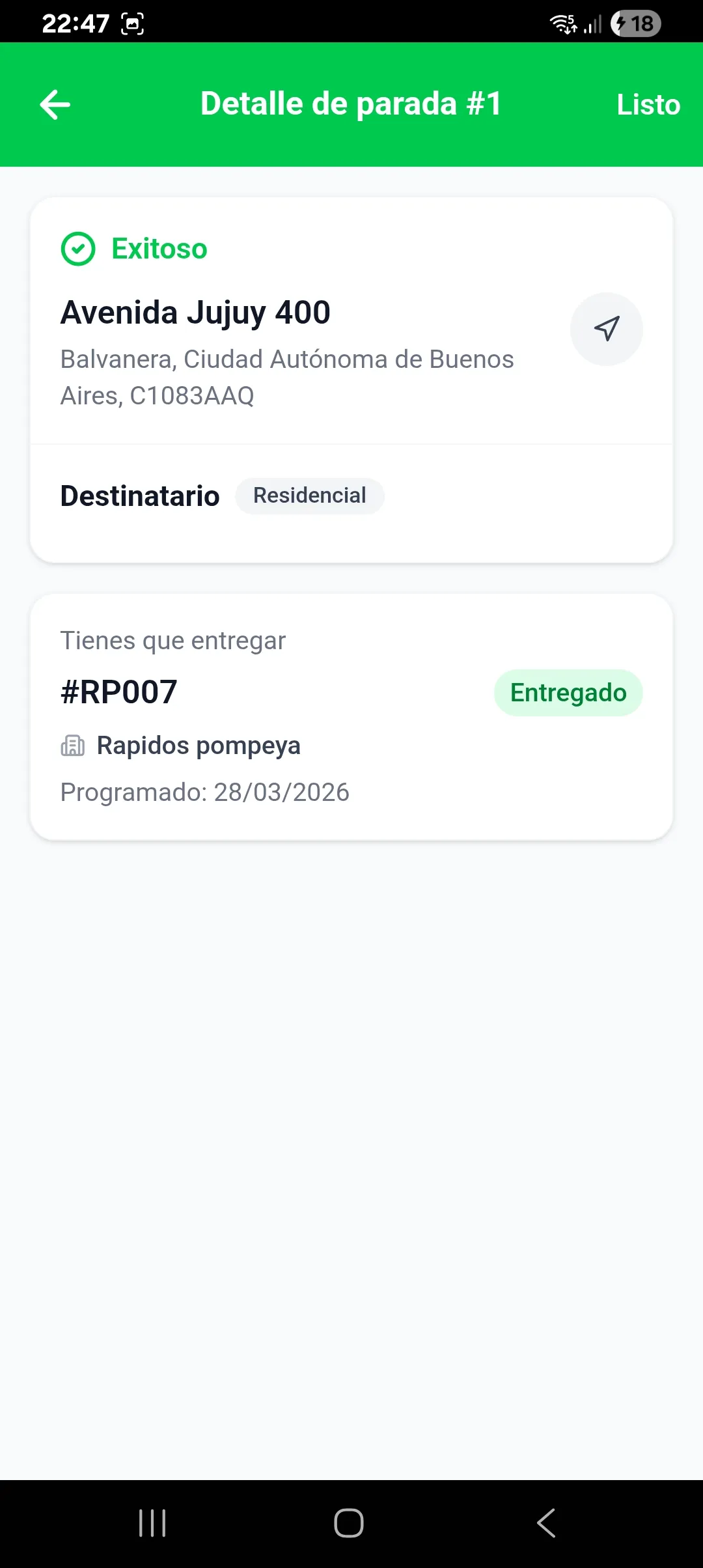 Confirmación de entrega en la app del chofer - Trakkea TMS