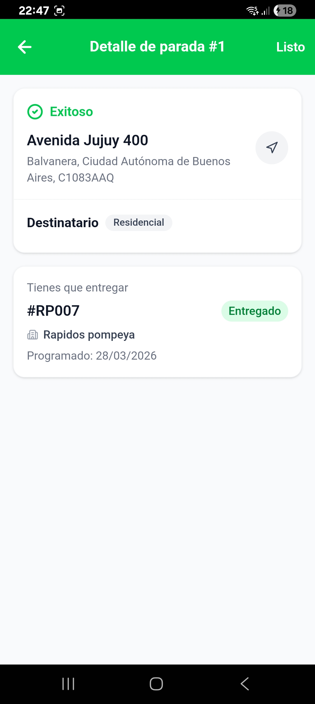 Confirmación de entrega en la app del chofer - Trakkea TMS
