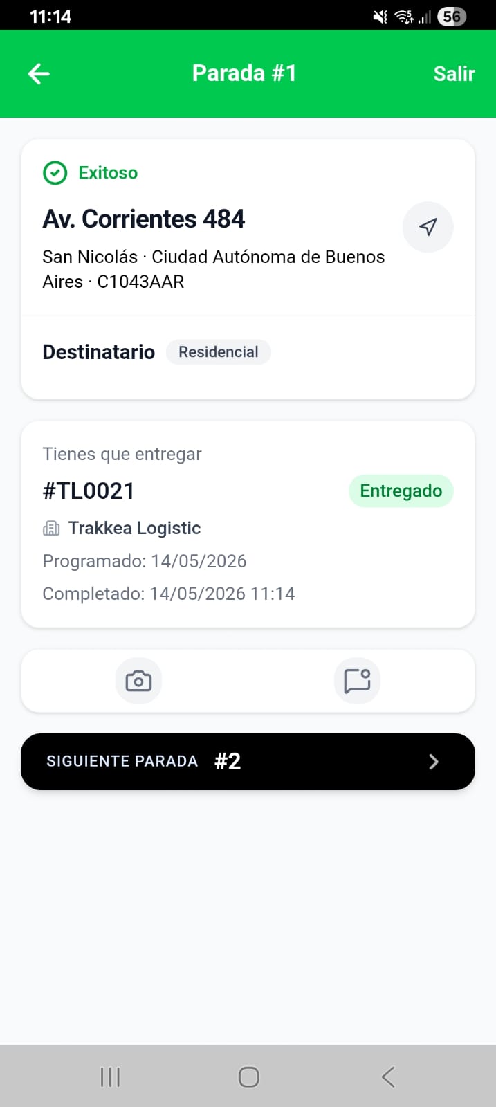 Entrega completada en Trakkea